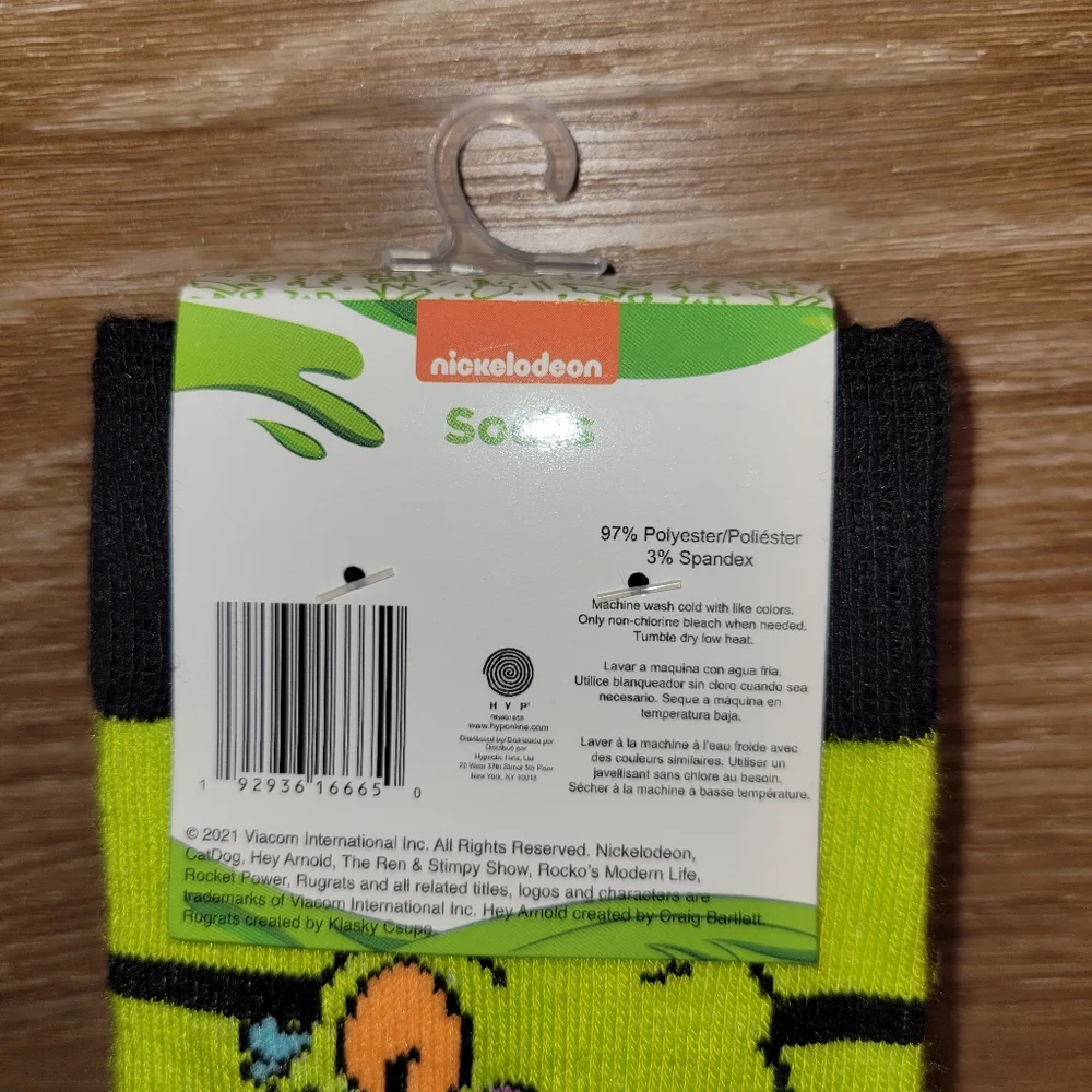 Nickelodeon Rugrats Reptar Socks 2 Pairs Size 6-12 New